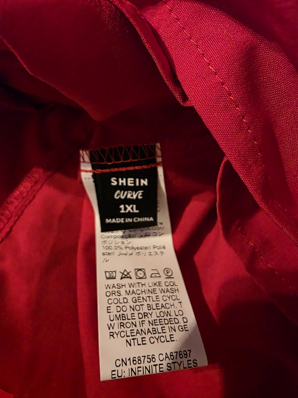 SHEIN Red Off-Shoulder Ruffle Button-Front Top - Picture 3 of 3